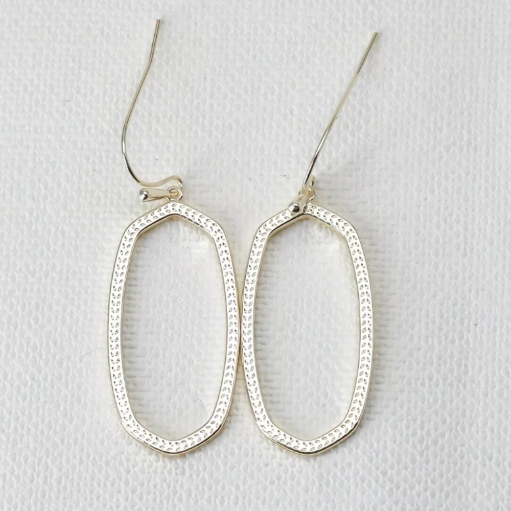Kendra Scott "Elle" Gold Open Frame Drop Earrings - Picture 3 of 3